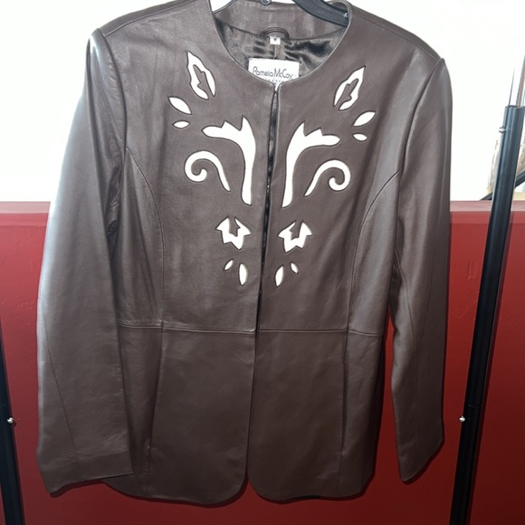 Brown Leather jacket by Pamela McCoy Collections. Women’s sz M. - Picture 1 of 16